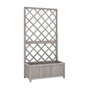 Vaso com treliç para jardim 70x30x135 cm abeto maciço cinzento Clicnbuy