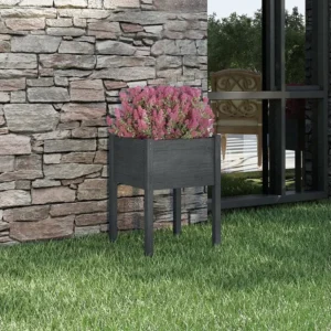 Vaso de jardim 50x50x70 cm madeira de pinho maciç cinzento Clicnbuy