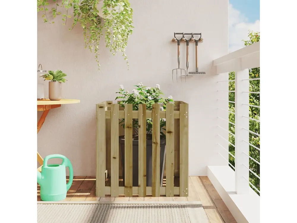 Vaso de jardim com design de cerca 70x70x70 cm pinho impregnado Clicnbuy