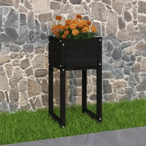 Vaso/floreira 40x40x81 cm pinho maciço preto Clicnbuy