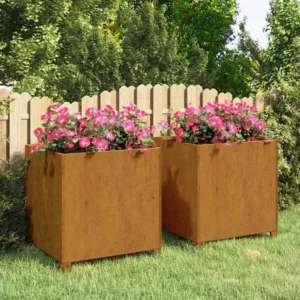 Vaso/floreira com pernas 2 peças 49x47x50cm ço corten enferrujado Clicnbuy