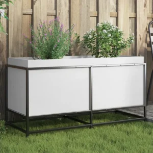 Vaso/floreira de jardim 100x40x50cm madeira pinho maciç branco Clicnbuy