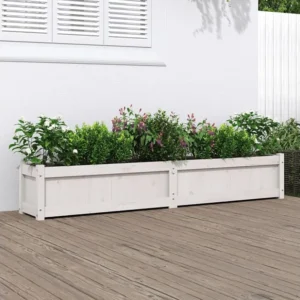 Vaso/floreira de jardim 180x31x31 cm pinho maciço branco Clicnbuy