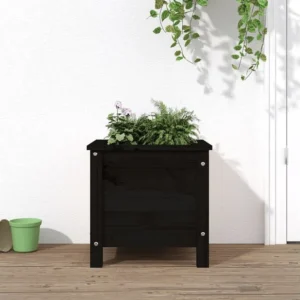 Vaso/floreira de jardim 40x40x39 cm pinho maciço preto Clicnbuy