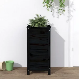 Vaso/floreira de jardim 40x40x78 cm pinho maciço preto Clicnbuy