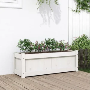 Vaso/floreira de jardim 90x31x31 cm pinho maciço branco Clicnbuy