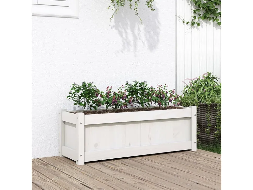 Vaso/floreira de jardim 90x31x31 cm pinho maciço branco Clicnbuy