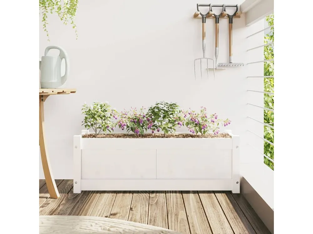 Vaso/floreira de jardim 90x31x31 cm pinho maciço branco Clicnbuy