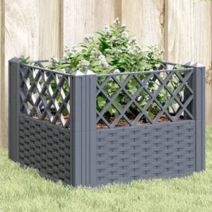 Vaso/floreira de jardim com estacas 43,5x43,5x43,5cm PP cinzento Clicnbuy