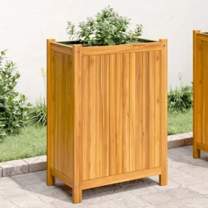 Vaso/floreira de jardim com forro 54x31x75 cm acácia maciç Clicnbuy