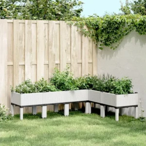 Vaso/floreira de jardim com pernas 160x120x42 cm PP branco Clicnbuy