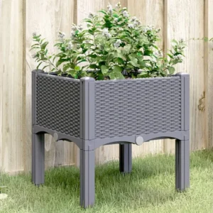 Vaso/floreira de jardim com pernas 40x40x42 cm PP cinzento Clicnbuy