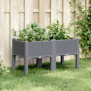 Vaso/floreira de jardim com pernas 80x40x42 cm PP cinzento Clicnbuy