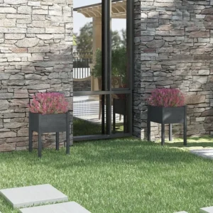 Vaso/floreira de jardim 2 peças 50x50x70 cm pinho maciço cinzento Clicnbuy