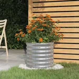 Vaso/floreira de jardim ço revestido pó 40x40x36 cm prateado Clicnbuy