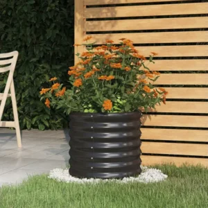 Vaso/floreira de jardim ço revestido pó 40x40x36cm antracite Clicnbuy