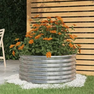 Vaso/floreira de jardim ço revestido pó 80x80x36 cm prateado Clicnbuy