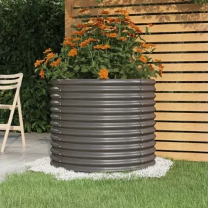 Vaso/floreira de jardim ço revestido pó 80x80x68 cm cinza Clicnbuy