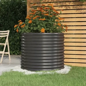 Vaso/floreira de jardim ço revestido pó 80x80x68cm antracite Clicnbuy