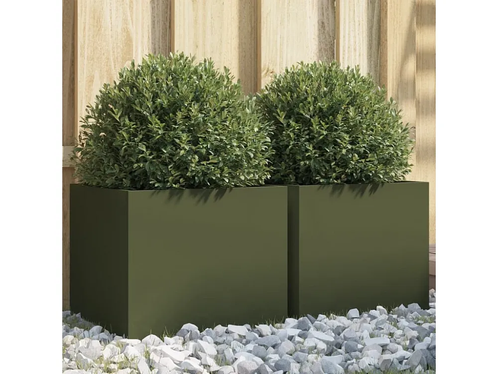 Vaso/floreira 2 peças 32x30x29cm ço lamin. frio verde-azeitona Clicnbuy