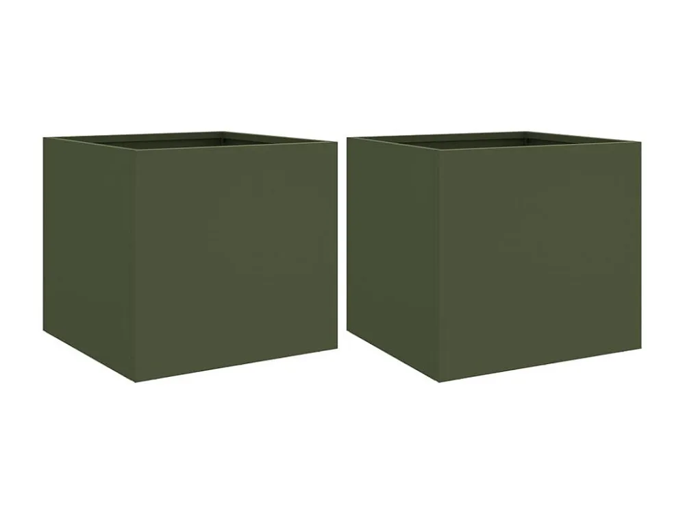 Vaso/floreira 2 peças 32x30x29cm ço lamin. frio verde-azeitona Clicnbuy