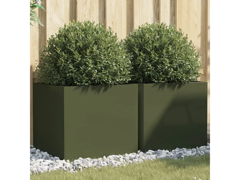 Vaso/floreira 2 peças 49x47x46cm ço lamin. frio verde-azeitona Clicnbuy