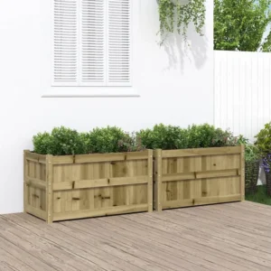 Vasos/floreiras de jardim 2 peças madeira de pinho impregnada Clicnbuy
