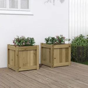 Vasos/floreiras de jardim 2 peças madeira de pinho impregnada Clicnbuy