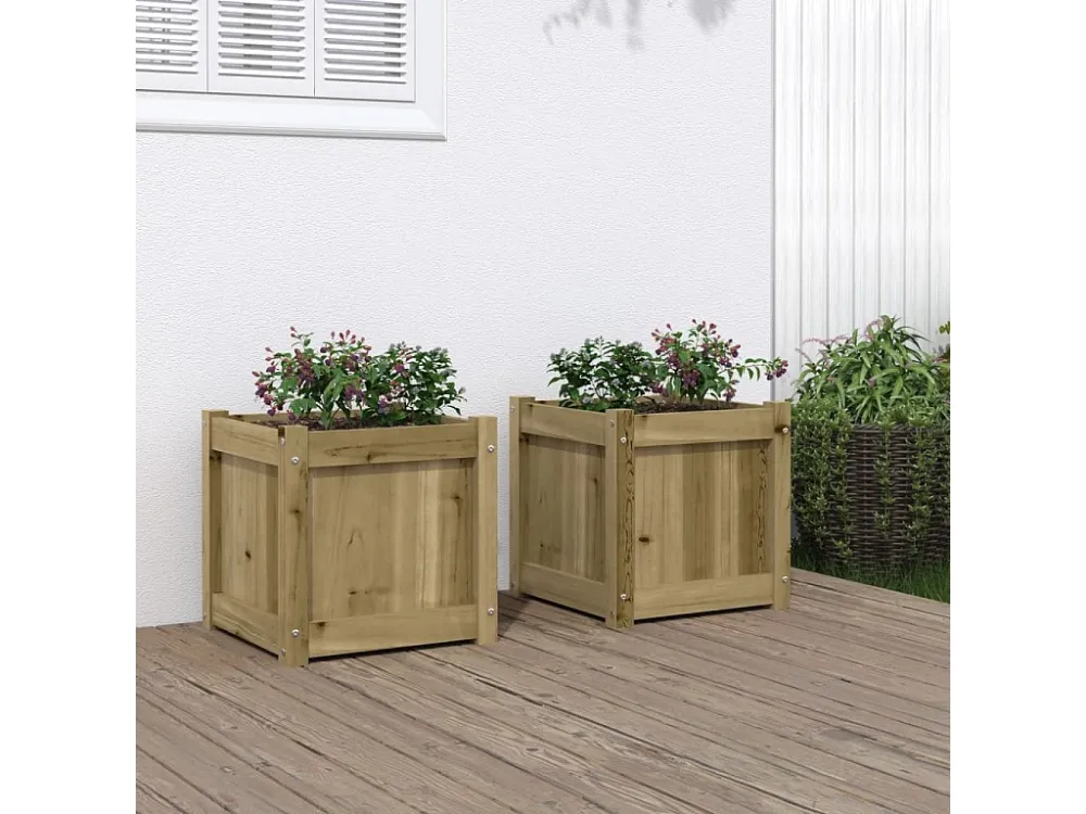 Vasos/floreiras de jardim 2 peças madeira de pinho impregnada Clicnbuy