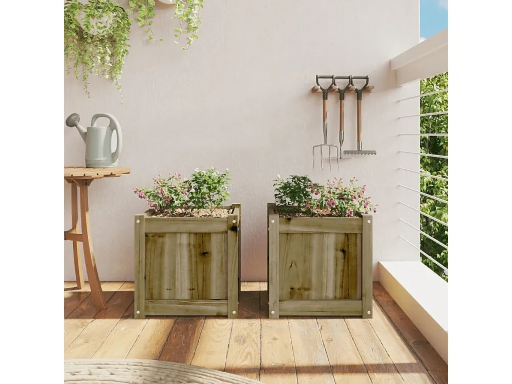 Vasos/floreiras de jardim 2 peças madeira de pinho impregnada Clicnbuy
