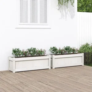 Vasos/floreiras de jardim 2 peças madeira de pinho maciç branco Clicnbuy