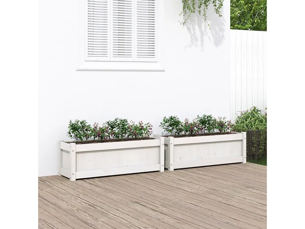 Vasos/floreiras de jardim 2 peças madeira de pinho maciç branco Clicnbuy