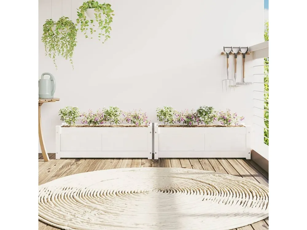 Vasos/floreiras de jardim 2 peças madeira de pinho maciç branco Clicnbuy