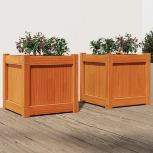 Vasos/floreiras de jardim 2 peças pinho maciço castanho cera Clicnbuy