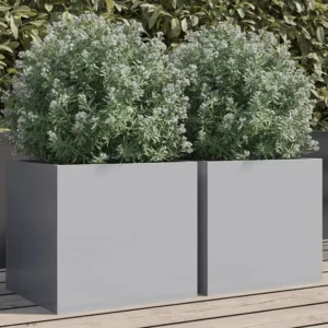 Vasos/floreiras 2 peças 32x30x29 cm ço galvanizado prateado Clicnbuy