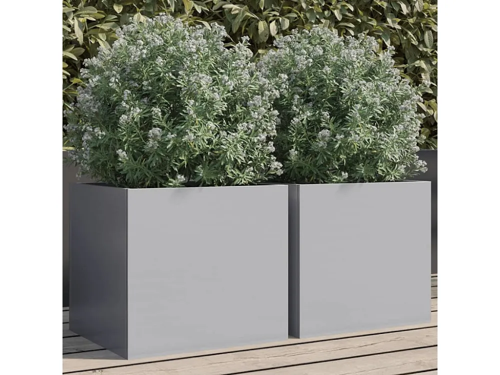 Vasos/floreiras 2 peças 32x30x29 cm ço galvanizado prateado Clicnbuy
