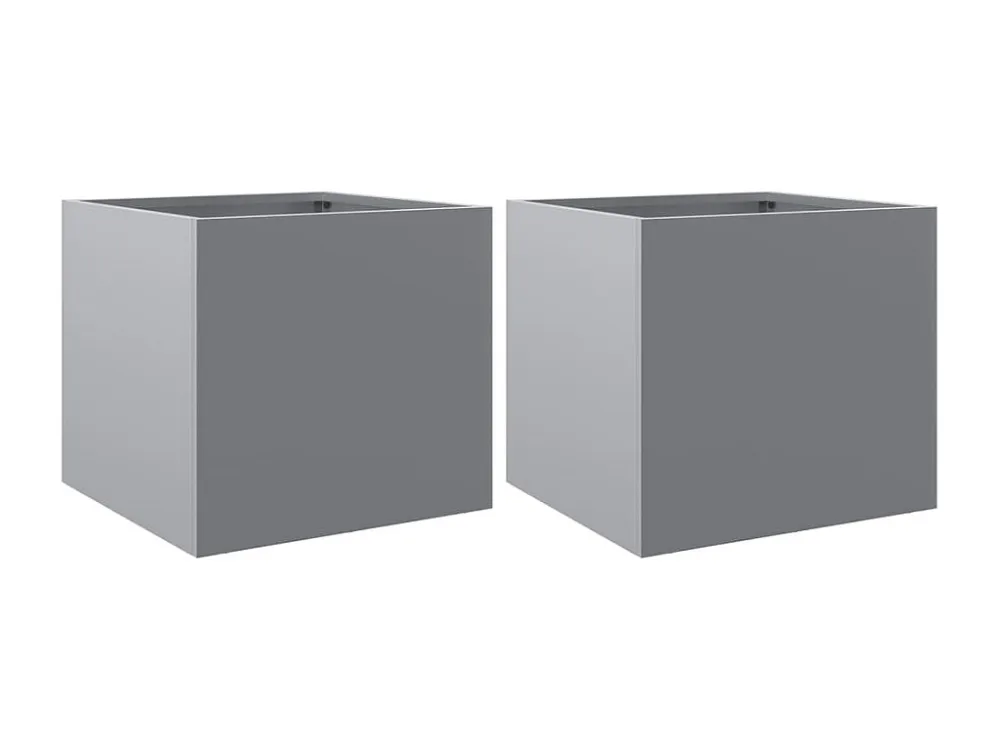 Vasos/floreiras 2 peças 32x30x29 cm ço galvanizado prateado Clicnbuy