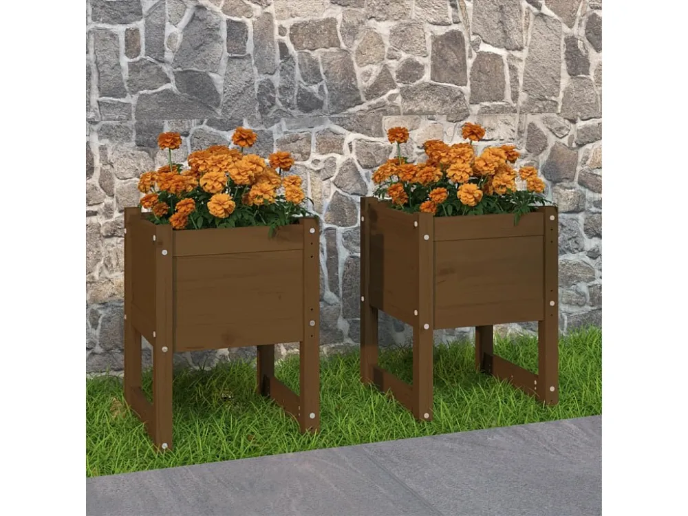 Vasos/floreiras 2 peças 40x40x52,5 cm pinho maciço castanho-mel Clicnbuy