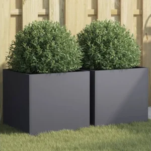 Vasos/floreiras 2 peças 42x40x39 cm ço laminado frio antracite Clicnbuy