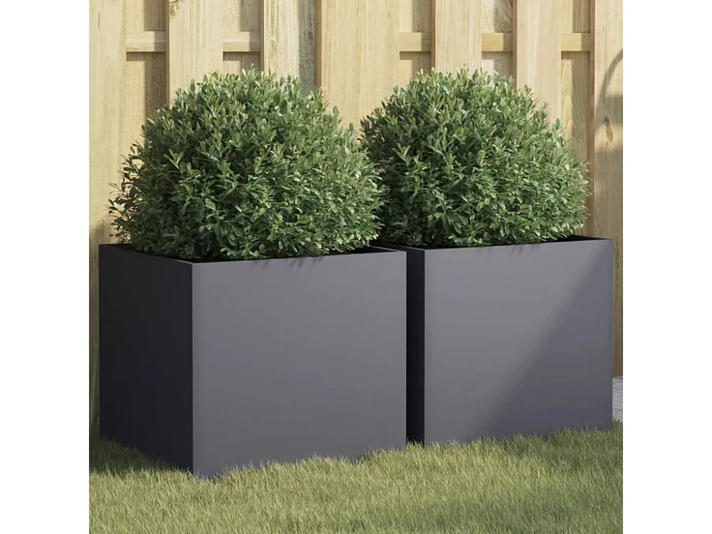 Vasos/floreiras 2 peças 42x40x39 cm ço laminado frio antracite Clicnbuy
