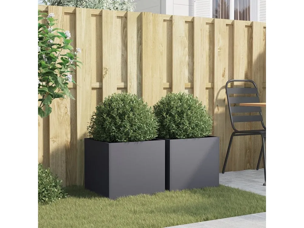 Vasos/floreiras 2 peças 42x40x39 cm ço laminado frio antracite Clicnbuy