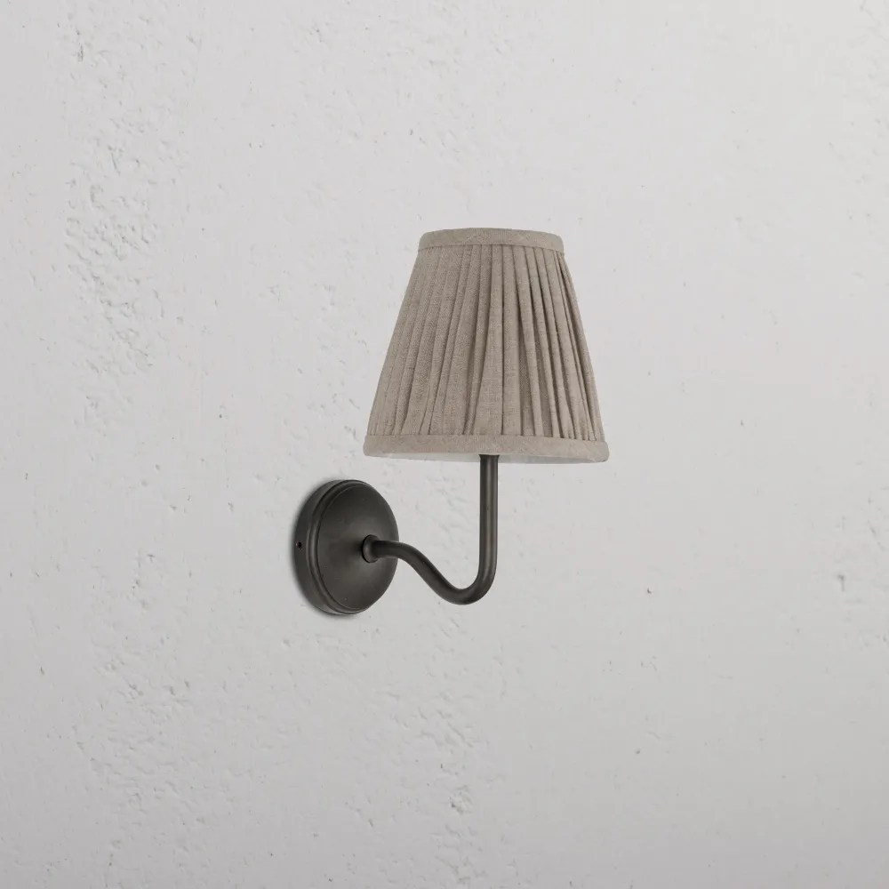 Candeeiro de parede compacto Malvern plissado Bege-Natural – Bronze