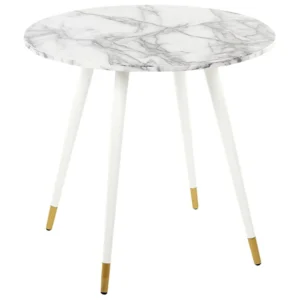 Round Dining Table ⌀ 80 cm Marble Effect and Neve GUTIERE