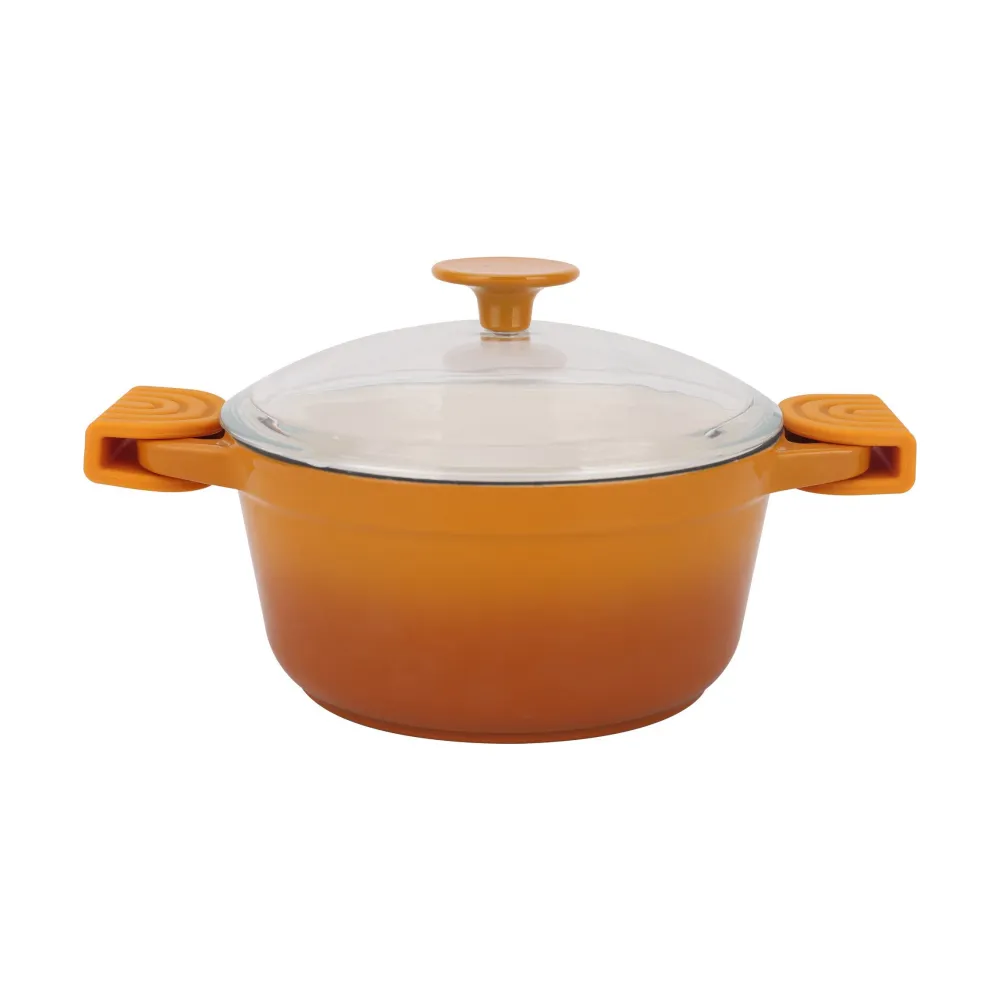 Premium Resistente ao Forno Caçarola Ferro Fundido Laranja