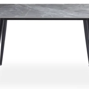 Mesa de jantar Narviano 80x120cm em Cerâmica efeito mármore Cinza e pés de Metálico Preto