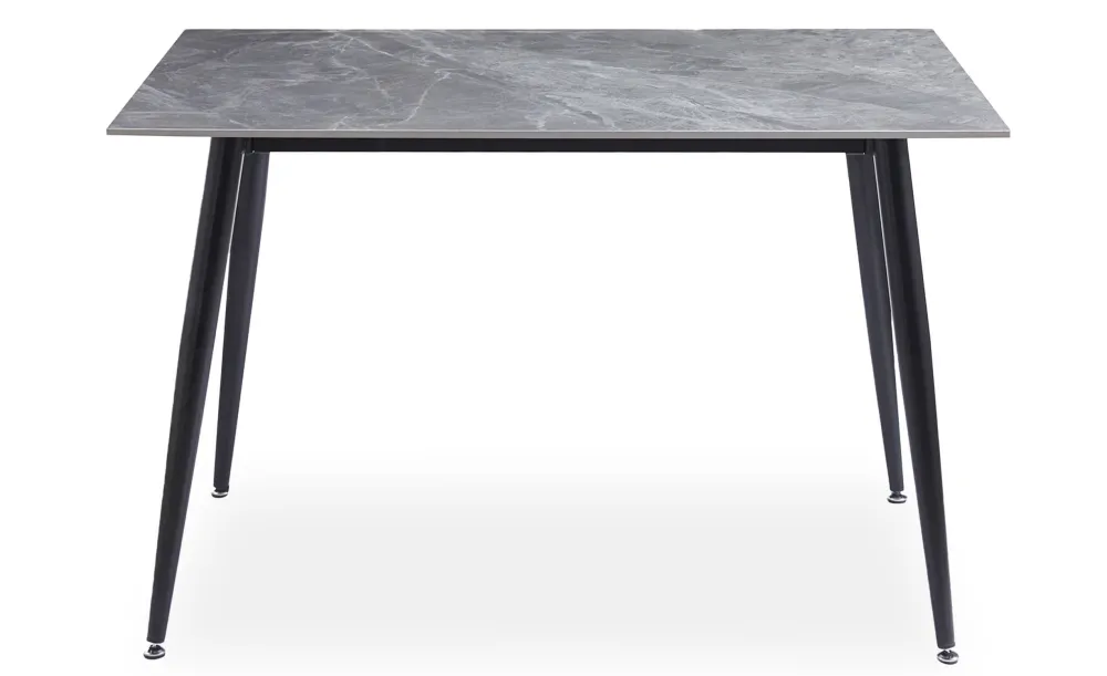 Mesa de jantar Narviano 80x120cm em Cerâmica efeito mármore Cinza e pés de Metálico Preto