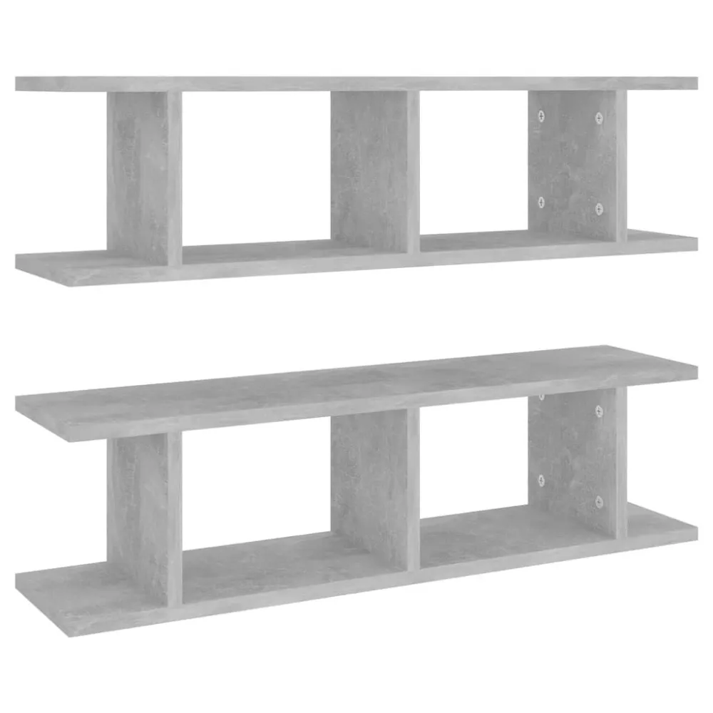 Estante para Banheiro Estantes de parede 2 pcs 78x18x20 cm madeira cinzento cimento