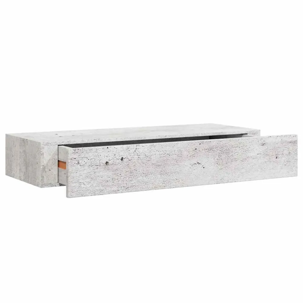 Organizador de Gavetas Prateleira parede com gaveta MDF 60x23,5x10 cm cinzento-cimento