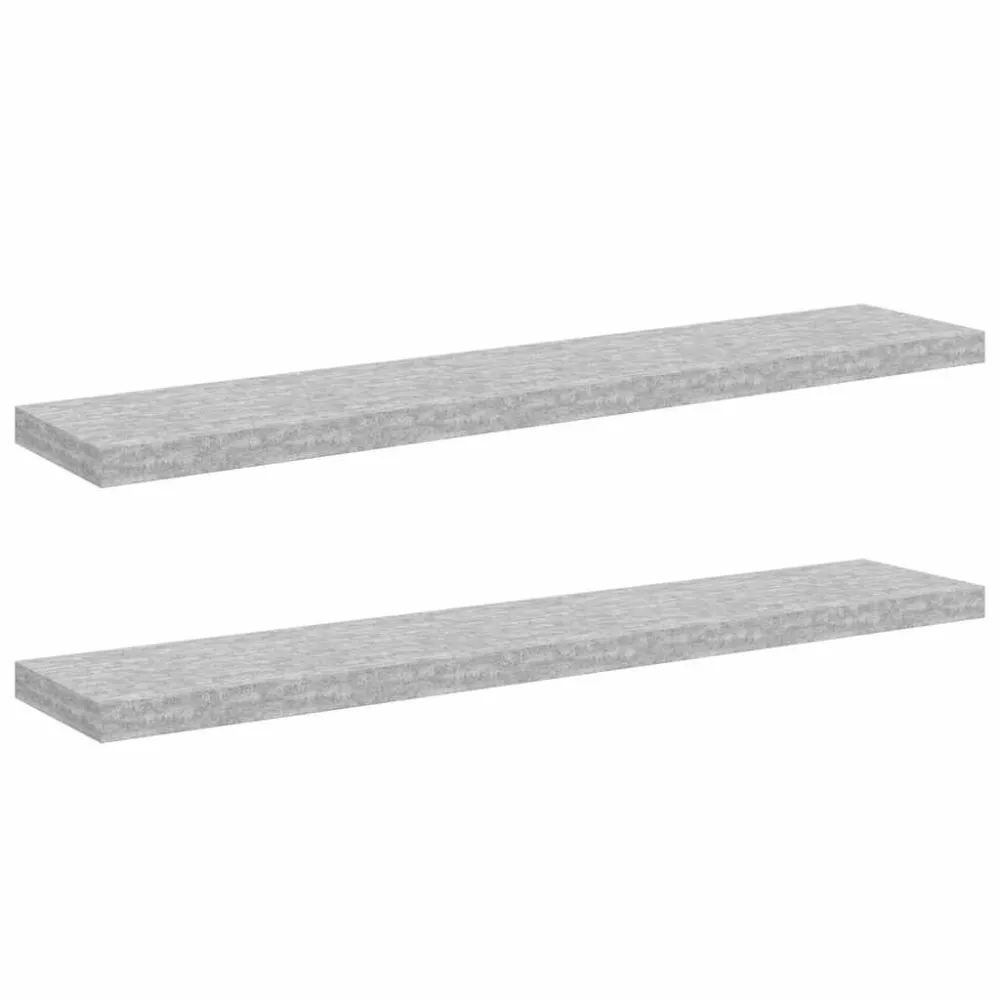Prateleiras de parede 2 pcs 120x23,5x3,8cm MDF cinzento-cimento com Montagem Fácil
