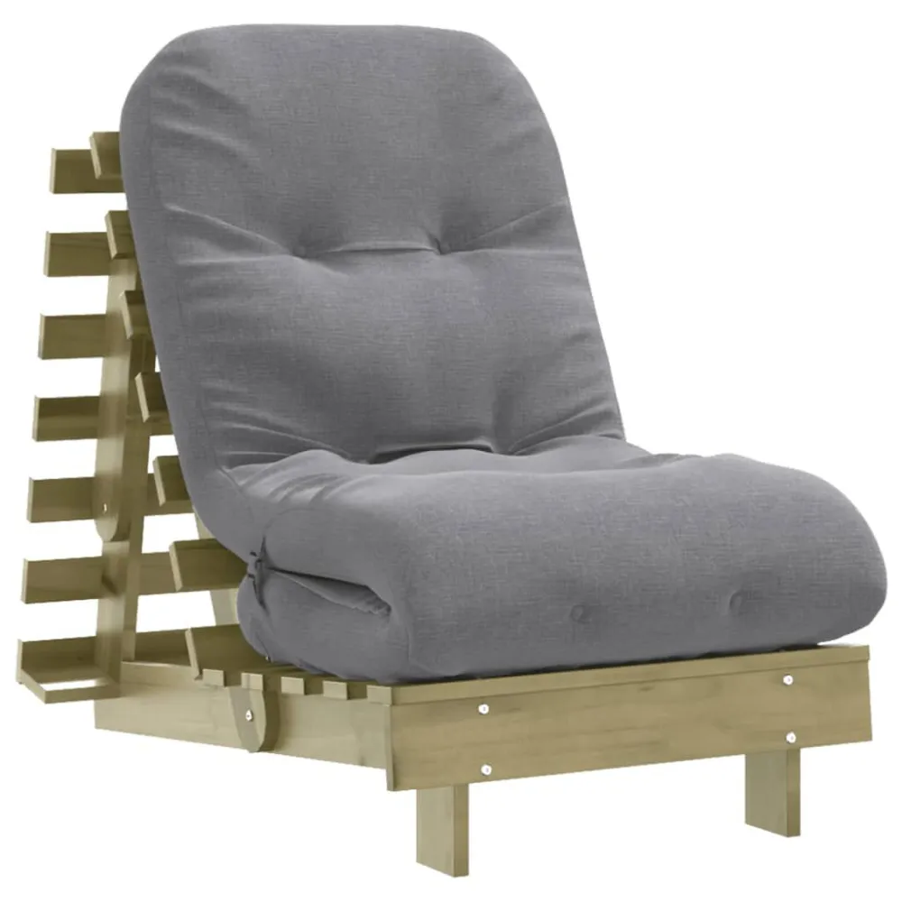 Sofá-cama futon com colchão 60x206x11cm madeira pinho impregnada